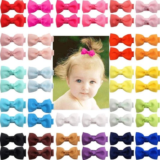 50 Pieces 25 Colors Boutique Tiny Baby Bows 2"Hair Bows Non-Slip Full Lined Alligator Clips for Baby Girls Toddlers